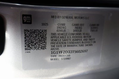 2026 Chevrolet Corvette Z06 3LZ