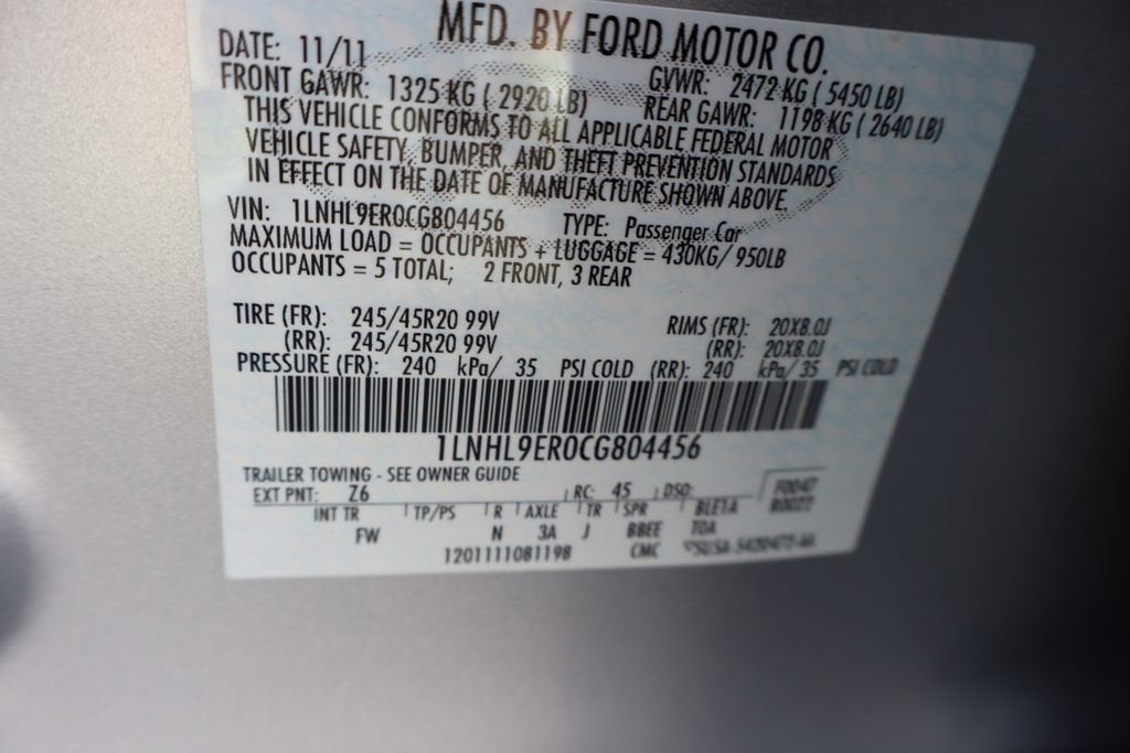 2012 Lincoln MKS Base